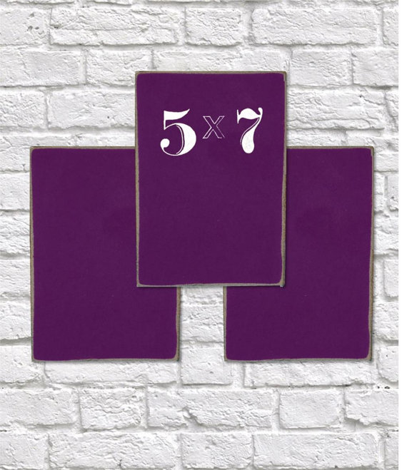 Wedding - 3-5x7 Small Chalk Boards, PURPLE, Buffet Menu Signs, Table Numbers, Notes, Bar Menu, Bakery, Coffee Shops, Cafe Signs, Gifts, Dessert Bar