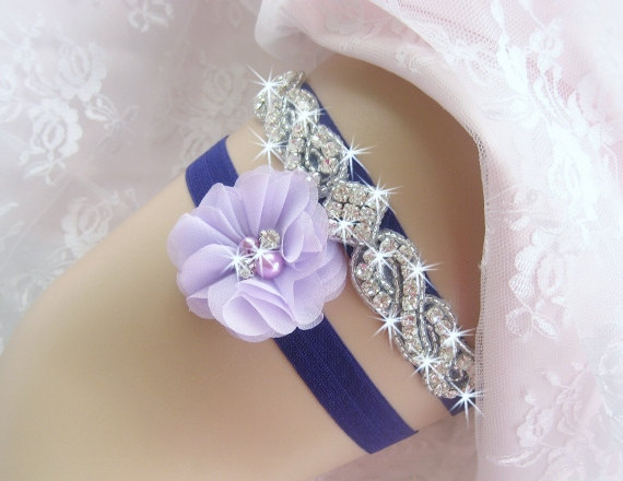 زفاف - Wedding Garter,   Purple Garter  Rhinestone Garter / Crystal Garter / Toss Garter / Garter Belt / Garder