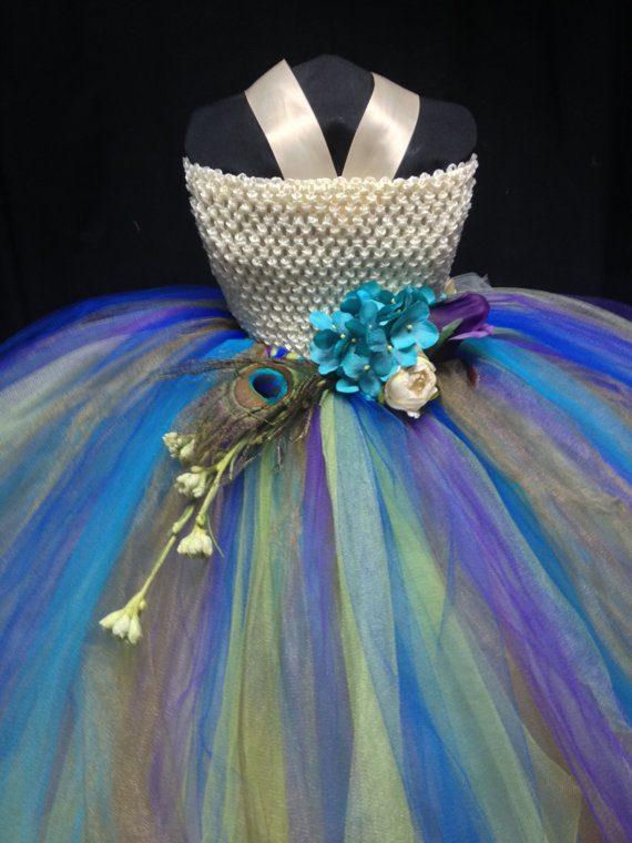 زفاف - Peacock Flower Girl Dress
