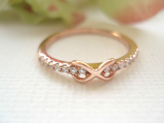زفاف - Tiny Infinity Sterling Silver with the gold plated Ring... Eternity, promise, engagement, wedding ring, bridesmaid gift, friends forever