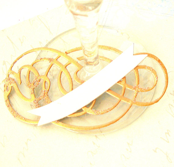 زفاف - Rose gold Metallic filigree wine charm wine tag wine glass marker gold silver copper rose gold Elegant wedding reception Qty 20  party
