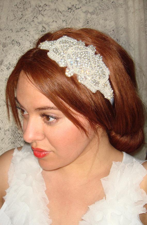 Hochzeit - Wedding Headband, Headband- LONDON, Rhinestone Headband, Wedding Headpiece, Bridal Headband, Bridal Headpiece, Accessories, Tie on Headband