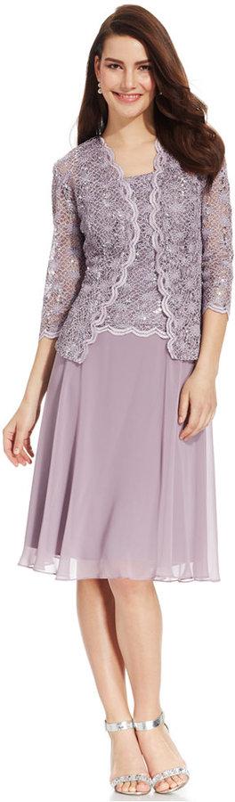 Mariage - R&M Richards Sequined Lace Chiffon Dress and Jacket