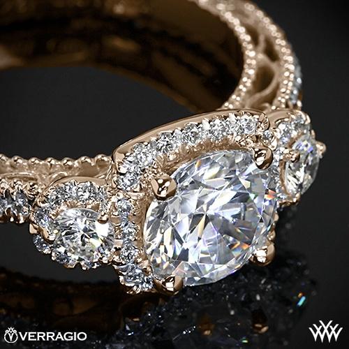 Свадьба - 20k Rose Gold Verragio AFN-5025CU-4 Triple Halo 3 Stone Engagement Ring