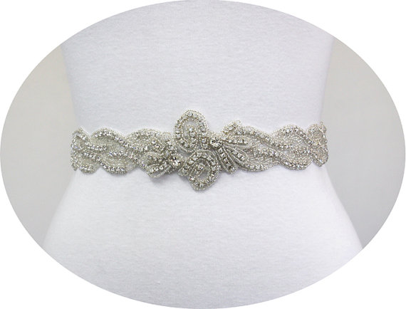 Hochzeit - LAILA - Crystal Rhinestone Bridal Beaded Sash Belt, Wedding Dress Sash, Bridal Crystal Belts