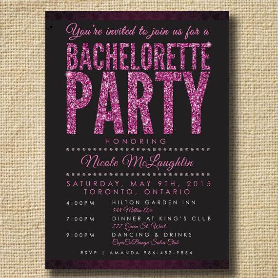 Wedding - Bachelorette Party Invite, Stagette Party Invite, Glitter Bachelorette Invitation, Glitter Invitation (Customizable & Printable)
