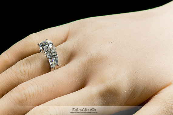 Hochzeit - Engagement Ring Set, Bridal Solitaire 4 Carat Round Cut CZ Wedding Ring Set, Eternity Wedding Ring, Classic Cubic Zirconia Anniversary Ring