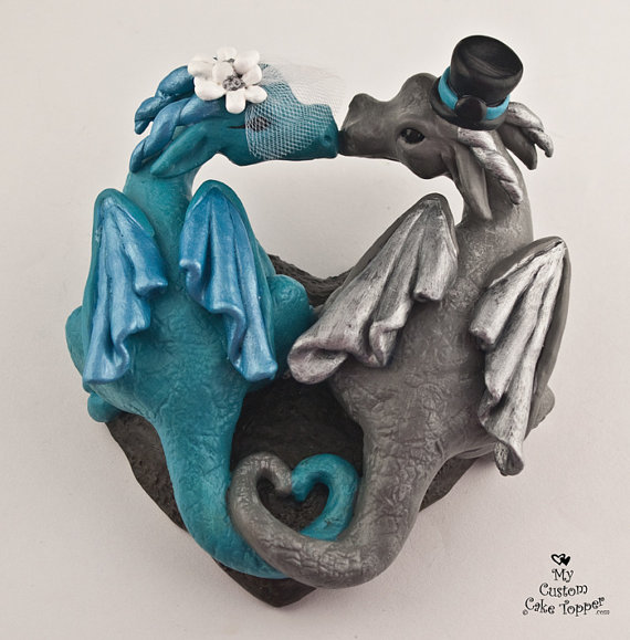 Свадьба - Dragons Custom Wedding Cake Topper
