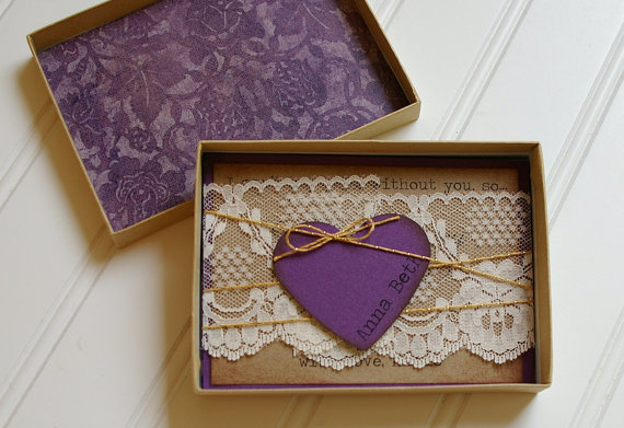 زفاف - Will You Be My Bridesmaid Cards- Personalized Grape Purple Floral Wedding Card Box. Rustic Wedding. Wedding Party Gift. Shabby Chic Wedding.