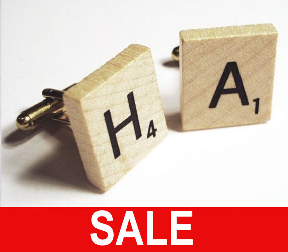 Mariage - Scrabble tile game pieces on silver or gold cufflinks you choose the letters