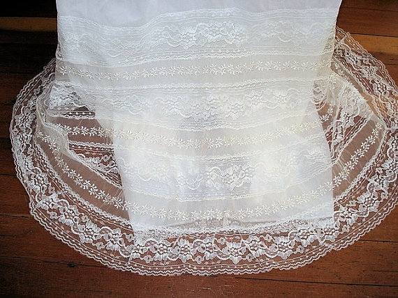 Wedding - Vintage 1950s Slip Frothy 15 inches Lace Hem Beautiful Lingerie Pin Up Style Bridal Clothing Original Tag Serene Highness Aristocraft