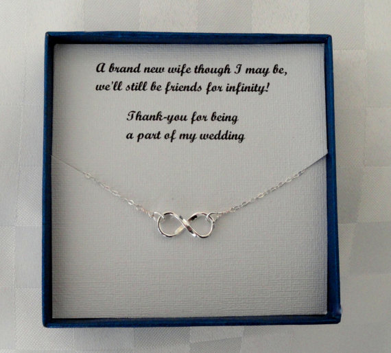 Mariage - Bridesmaids gift, Sterling silver Infinity necklace, Infinity necklace, Gifts, Delicate necklace, Infinity jewelry
