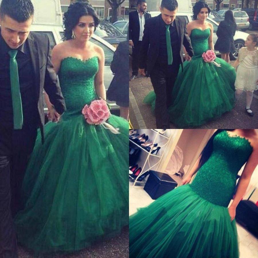 Hochzeit - New Style Dark Green Organza Lace Wedding Dresses 2015 Fashion Designer Sweetheart Lace Up Back Cheap Bridal Gowns Dress Vestido De Noiva Online with $133.51/Piece on Hjklp88's Store 