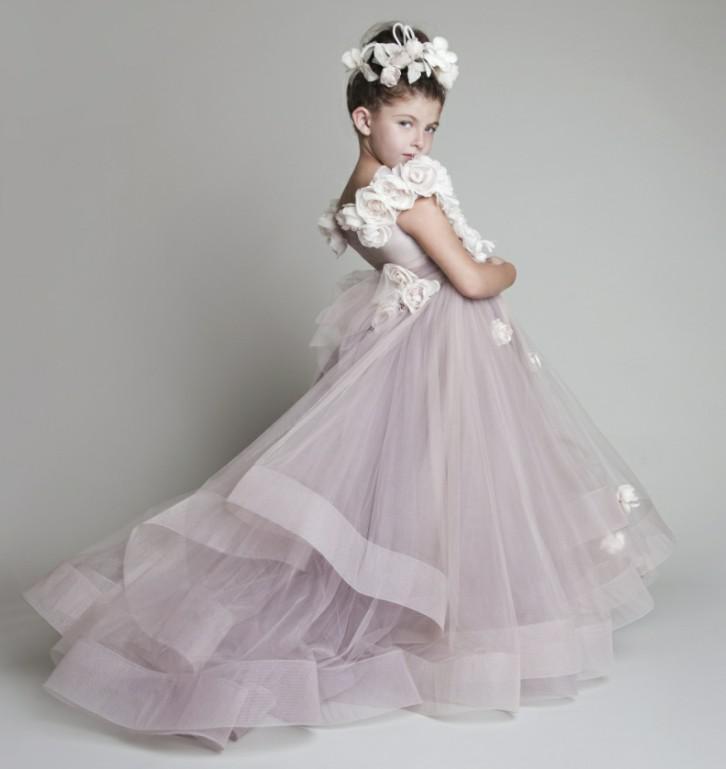 Mariage - 2014 New Lovely New Tulle Ruffled Handmade Flowers One-shoulder Flower Girls' Dresses Girl's Pageant Dresses, $62.66 