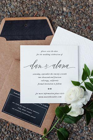 Wedding - Alana   Dan's Blind Emboss Letterpress Save The Dates