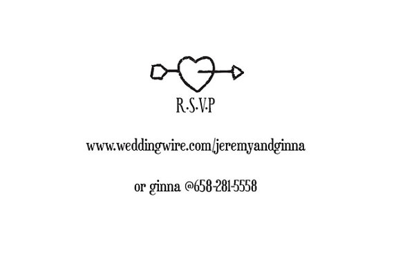 Wedding - Heart with arrow RSVP rubber stamp for custom DIY wedding invitations custom wedding stationary