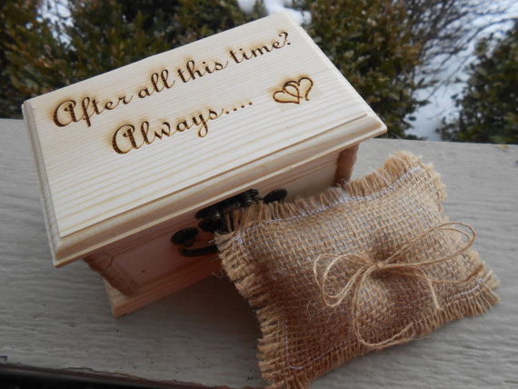 Wedding - Harry Potter Ring Box & Pillow. CHOOSE YOUR PILLOW Style! After All This Time, Always, Wedding Accessories. Ring Bearer, Bridal. Chest.