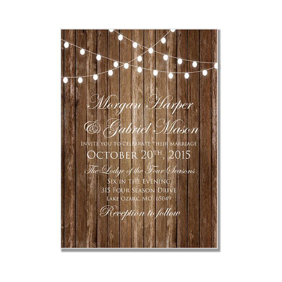 Wedding - Rustic Wedding Invitation - Country Chic - Hanging Lights - Fall Wedding - DIY Wedding Invitations - INSTANT DOWNLOAD -  Microsoft Word