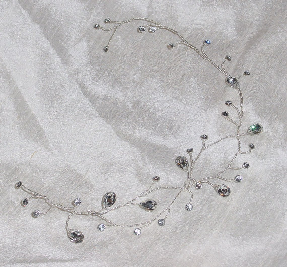 Wedding - Crystal Hairvine Wedding Hair Jewelry  Accessory Rhinestone Headpiece Made to Order