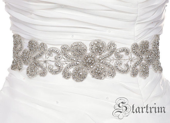 Hochzeit - SALE MILEY crystal wedding bridal sash belt