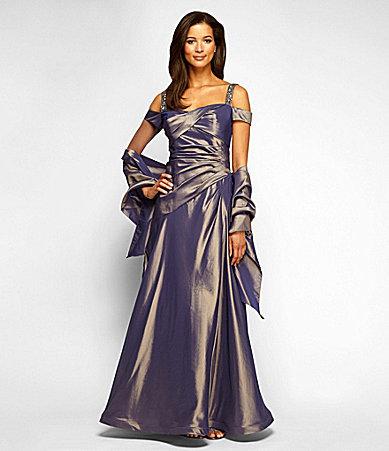 Hochzeit - Alex Evenings Taffeta Cold-Shoulder Gown