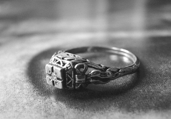 Wedding - Diamond Ring / Sterling Silver Filigree Ring / Statement Ring / Diamond Ring / Accessory / Sterling Silver Engagement Ring