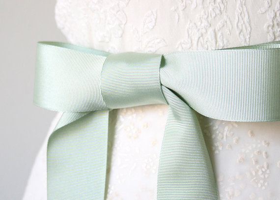 زفاف - Seafoam Green Wedding Sash, Mint Bridal Sash, Bridesmaid Sash, Grosgrain Ribbon Sash, 1.5 Inches Wide Belt