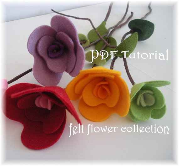 Hochzeit - Felt Flower Tutorial  Wool Felt Flower Bouquet Tutorial-ebook How to PDF-epattern-Flower Pattern-ebook 006