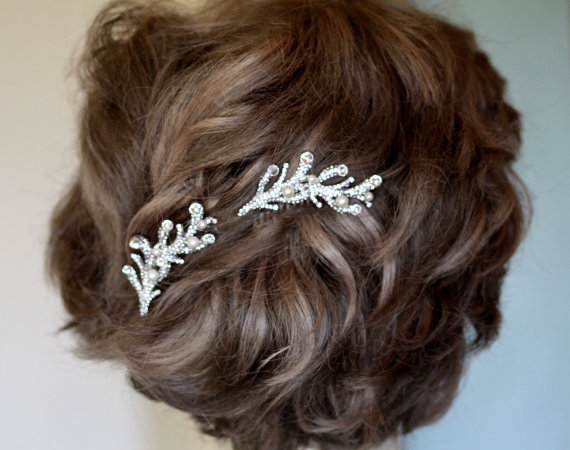 Mariage - Bridal Hair comb,coral branch , Crystal Hair Comb, Swarovski comb, Beach wedding, Hair Flower, Wedding Accessories, Weding Comb