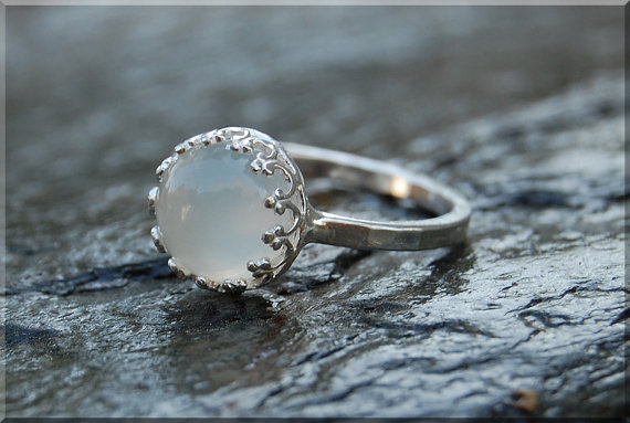 Hochzeit - Moonstone Ring, Crown Bezel Set Moonstone Ring, Sterling Silver gemstone Ring, Cocktail Ring, Stacking Ring, Moonstone Engagement Ring