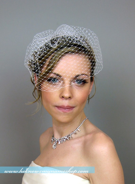 Wedding - Wedge Birdcage Veil (Free U.S. Shipping) - wedding, french veil, russian veil, ivory, white