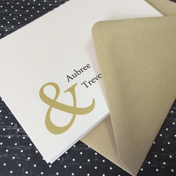 Wedding - Thank You Cards, Gold Thank You Cards, Wedding Thank You Cards, Ampersand, Thank You, Note Cards, Stationary, Engagement Party - Set of 10