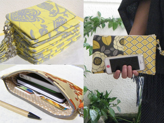 Свадьба - CREATE your 10 Wedding clutches, gift pouches, 2 pockets, flower girls, custom made, bridesmaids
