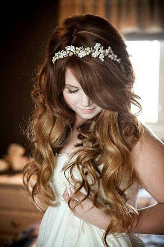 Hochzeit - Pearl Wedding Tiara with Vintage Enameled Leaves, Wedding Hair, Bridal Hair Accessories, Vintage Wedding Hair Accessory