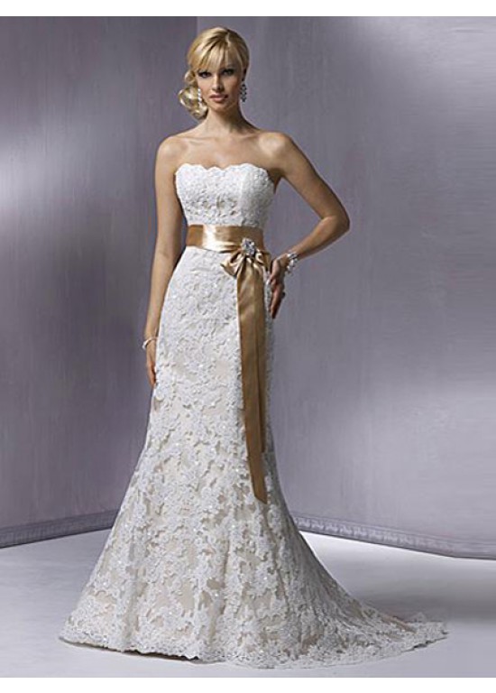 Свадьба - Attractive Strapless Mermaid/Trumpet Satin Bridal Wedding Dress