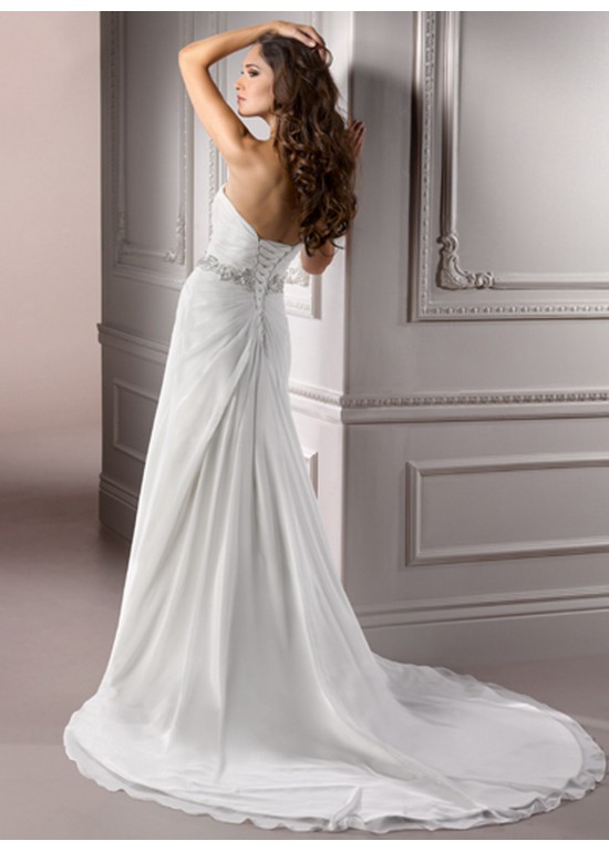 زفاف - Beach Fabulous Chiffon Belt A-Line Sleeveless Bridal Wedding Dresses