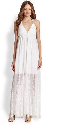 Wedding - Alice + Olivia McBain Lace-Insert Chiffon Halter Maxi Dress