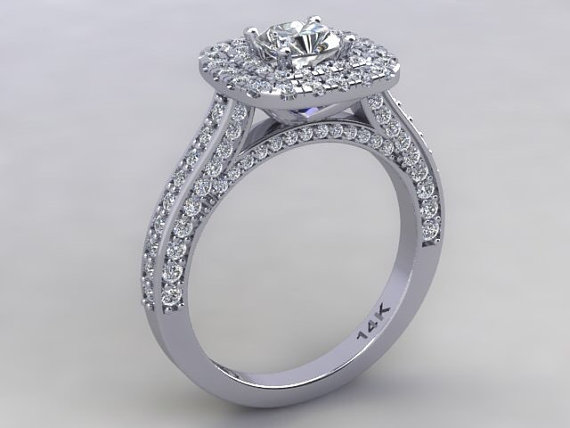 Свадьба - Engagement Ring 18kt White Gold & Russian Lab Created Simmulant Diamond Engagement Diamond Ring 