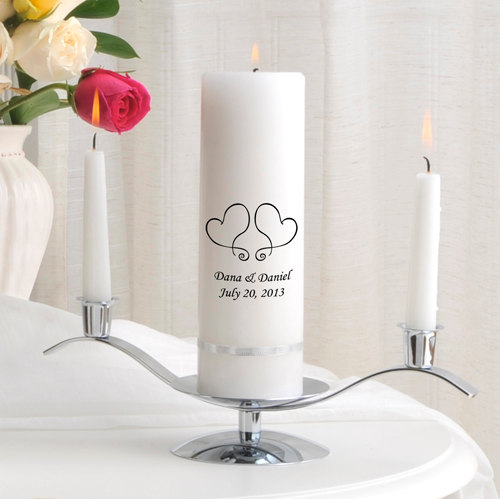 زفاف - Personalized Wedding Unity Candle Set - Two Hearts_330