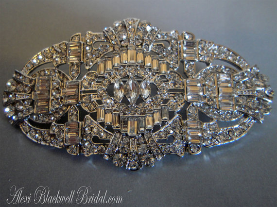 زفاف - Bridal Brooch Art Deco Rhinestone for Bridal Wedding Sash Belt Brooch, Wedding Jewelry, Accessories, jewelry, vintage style