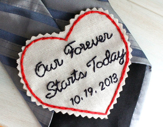 Wedding - Groom Gift. Hand Embroidered Tie Patch. Gift for Groom from Bride. Tie Patch. Groom Gift. Necktie. Tie Label. Father of the Bride. Groomsmen