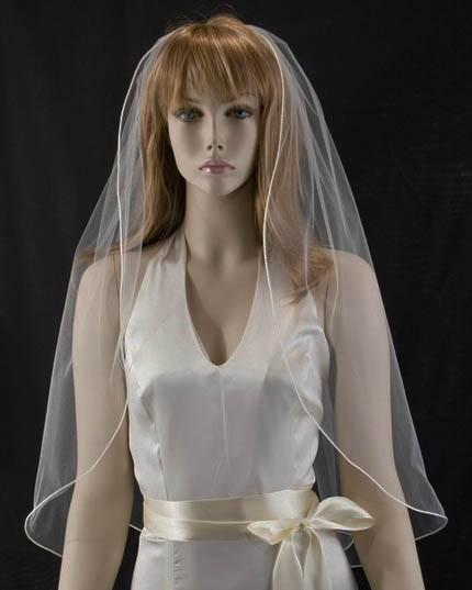 Wedding - Wedding veil - 30 inch waist length bridal veil with satin cord edge