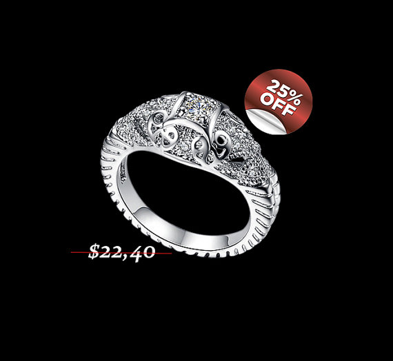 زفاف - Two Elephant Carving Ring Domed Fancy Band Ring Wedding Ring Cubic Zirconia Ring Filigree Ring Engagement Ring Diamond Animal Modern, AR0137