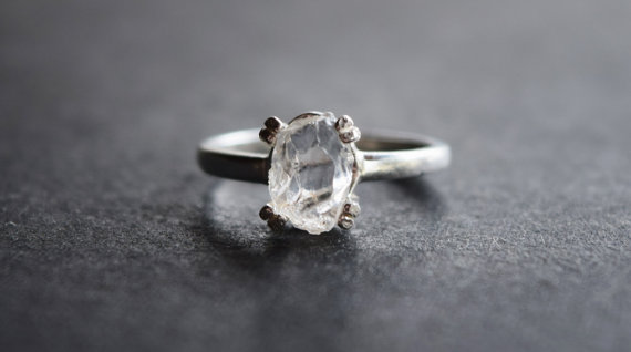 Mariage - RESERVED Engagement Ring Raw Diamond Wedding Band Size 6 Rough Natural Uncut Gemstone Sterling Silver Avello