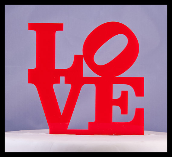 Wedding - Wedding Cake Topper LOVE with titled O