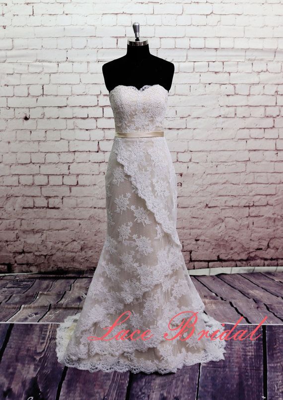 Mariage - Champagne Wedding Dress, Bridal Gown, Simple Wedding Gown, Wedding Dress