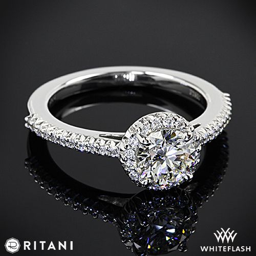 زفاف - Platinum Ritani 1RZ3702 French-Set Halo Diamond Band Engagement Ring