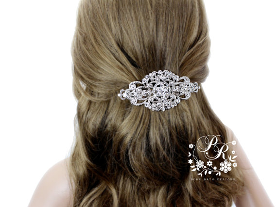 Hochzeit - Wedding Hair Clip Wedding Barrette Rhinestone Hair Clip Bridal Barrette Wedding Jewelry Wedding Accessory Bridal Jewelry Headpiece Aimee