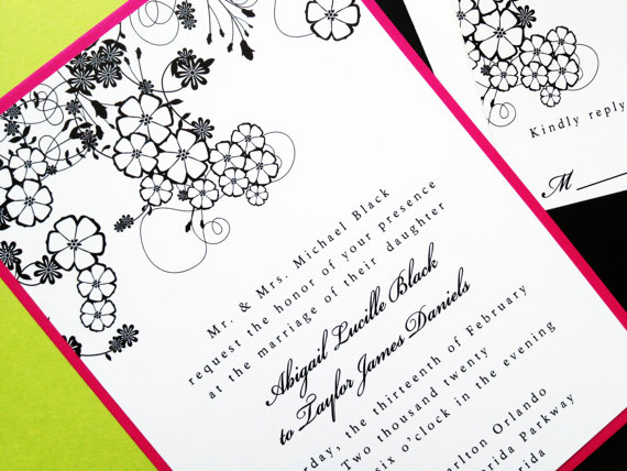 زفاف - Wedding Invitation - Dancing Blooms Pocket Card Wedding Invitation - Pocket Card Invitation - Pocket Wedding Invite