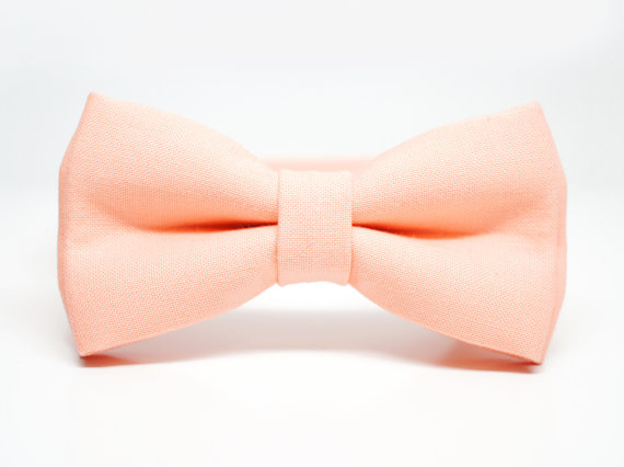 Hochzeit - Peach Bow Tie for Boys, Toddlers, Baby - pre tied bowtie, wedding, ring bearer, family photo, church, special occasion - various attachment